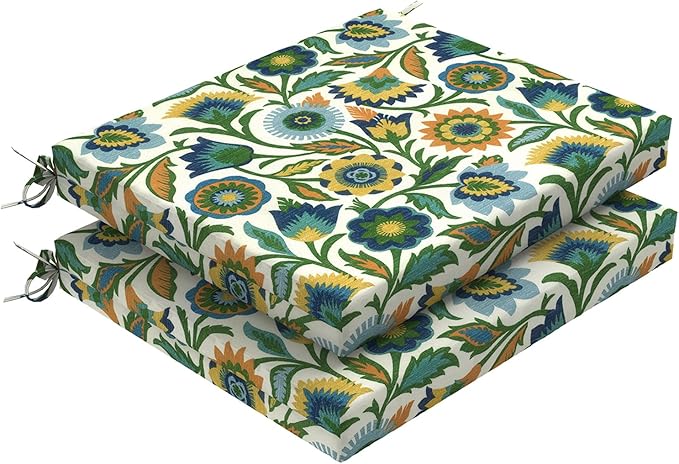 DYTXIII Set of 2 Outdoor Chair Cushions, Water Resistant 18.5"x16"x2" Square Seat Cushion for Patio Dining Chairs, High-Density Replacement Pads for Indoor Outdoor Furniture - Fiesta Floral