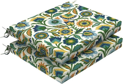 DYTXIII Set of 2 Outdoor Chair Cushions, Water Resistant 18.5"x16"x2" Square Seat Cushion for Patio Dining Chairs, High-Density Replacement Pads for Indoor Outdoor Furniture - Fiesta Floral