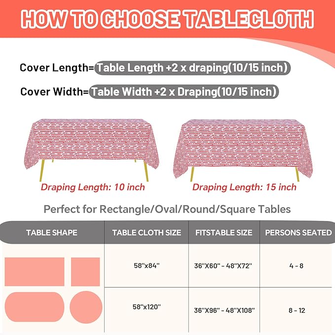 American Flag 4th of July Table Cloth - Memorial Day Red Striped Table Cloths Print Star Kitchen Dining Table Decoration for Home Party Decor 58x120 Inch