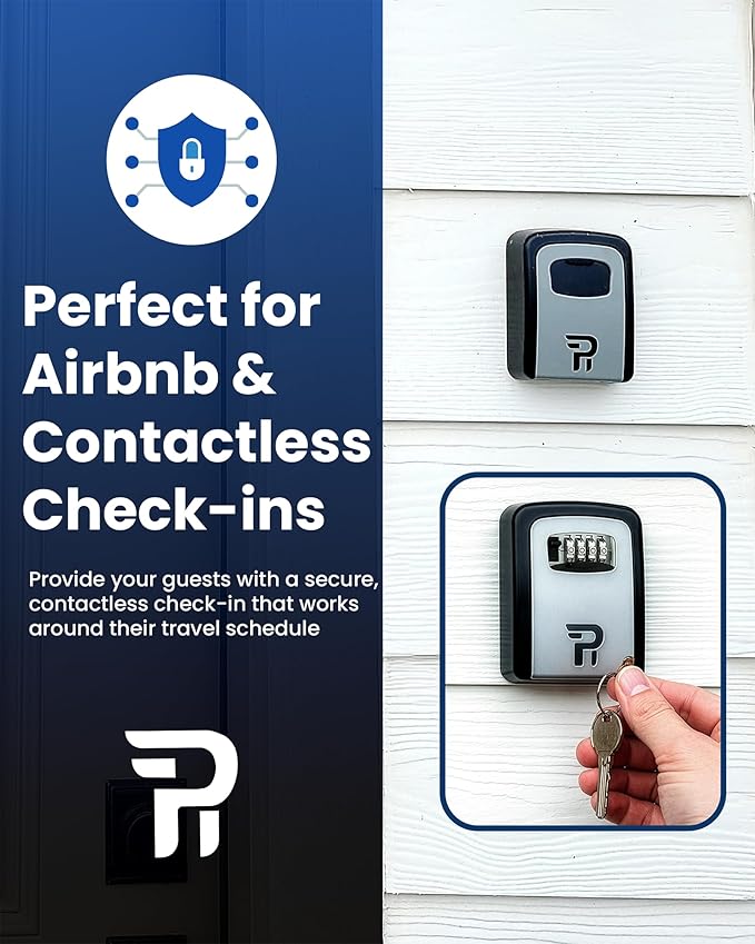 Rudy Run Key Lock Box for Outside – Large Outdoor Lockbox for Keys with Code, 4-Digit Combination Hidden Safe to Hide a Key Outside, Wall Mounted Key Storage for Home, Airbnb, 2 Pack