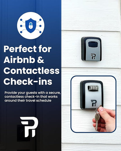 Rudy Run Key Lock Box for Outside – Large Outdoor Lockbox for Keys with Code, 4-Digit Combination Hidden Safe to Hide a Key Outside, Wall Mounted Key Storage for Home, Airbnb, 2 Pack