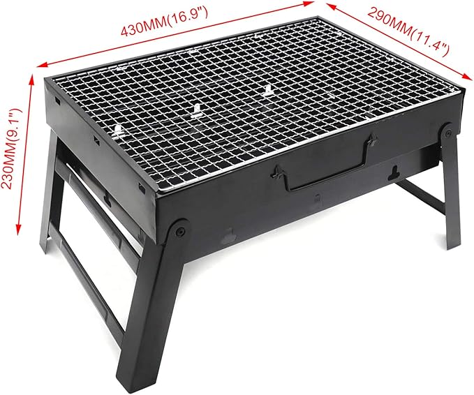 HongK- Large BBQ Barbecue Grill Large Folding Portable Charcoal Stove Camping Garden Outdoor [P/N: ET-COOK007-BK]
