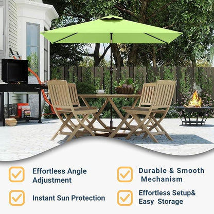 6.5' x 10' Rectangular Patio Umbrella Large Outdoor Market Umbrella w/UV Protection, Push Button Tilt and Crank Lift, Rectangle Table Umbrella for Garden, Deck, Pool, Patio, Apple Green
