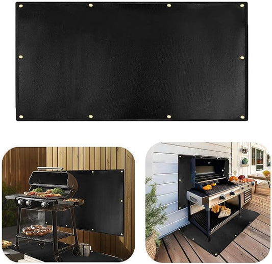 48x30'' Grill Mats for Outdoor Grill，Fireproof Heat Shield for Grill | Protecting Deck Railing Wall From Grill Heat and Oil Stain,Prevent Fence and Wall By BBQ Smoke.
