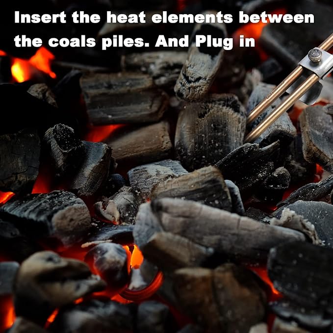 Electric Charcoal Starter 600W - Premium BBQ Grilling Fireplace Coal Lighter Easy & Quick Ignite Briquettes |No Sparks or Flames | 304 Stainless Steel Coils Elements 5ft Long Cable (CB 2)