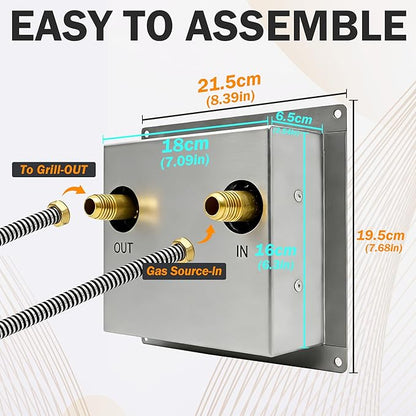 1 Hour Timer Box Mechanical 20/40/60 Min Setting, 304 Stainless Steel Splash-Proof for Outdoor Kitchen, Propane or Natural Gas Timer Shut Off Valve