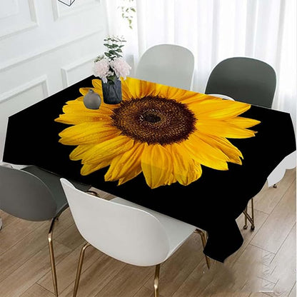 TKS MITLAN Sunflower Tablecloth 60x84 Inch Rectangular Petal Bloom Plant Yellow Flower Dark Elegant Botanical Oblong Table Cloth Kitchen Table Decorations for Home Dinner Party