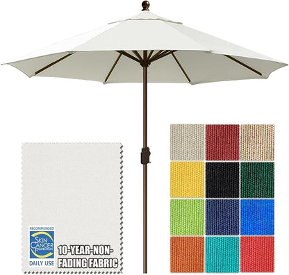 EliteShade USA 10-Year-Non-Fading 10Ft Market Patio Umbrella, UPF 50+ UV Protection Performance Sun Umbrella, Heavy Duty Commercial Grade Outdoor Table Umbrella with Crank, Windproof Vented Top for Garden, Pool, Deck and Outdoor Playsets, No Tilt, White