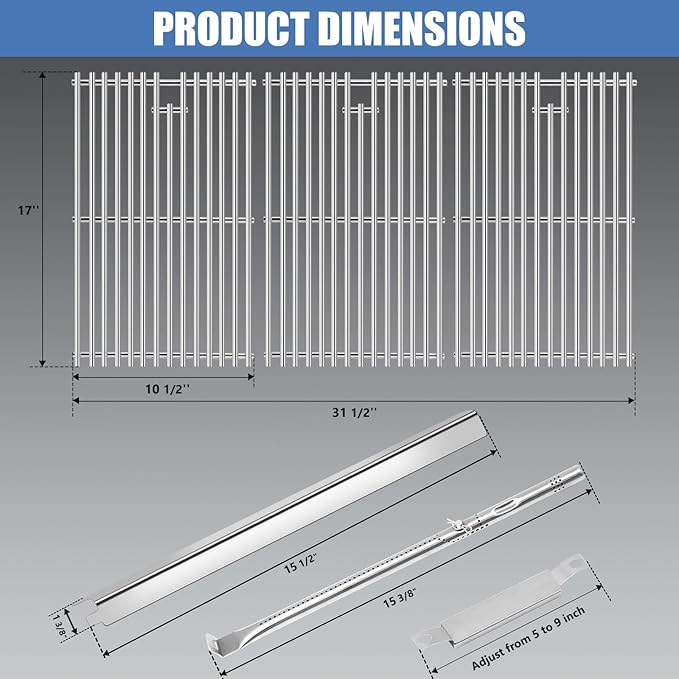 Grill Replacement Parts for Charbroil Performance 6 Burner 463229521 463229021 463228622 463259223 463284422, G426-0005-W1 Cooking Grill Grates, Heat Plates, Burners and Igniter for Charbroil 6 Burner