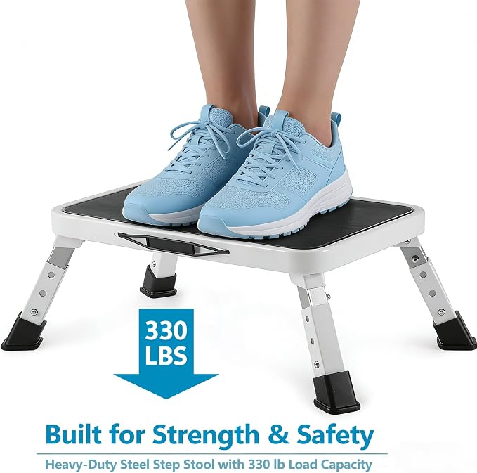Simple Deluxe Step Stools Foldable, Heavy Duty Foot Stool with Non-Slip Paltform & Feet, Folding Step Ladder for Adults or Kids in Kitchen, Home, 330 Lbs Capacity