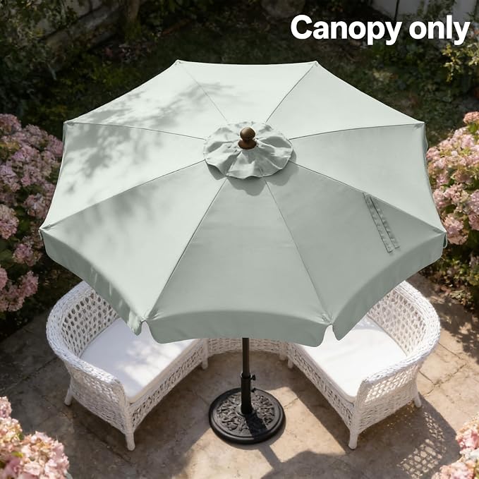 MASTERCANOPY Valance Patio Umbrella 10 ft Replacement Canopy for 8 Ribs-Grey Canopy Only