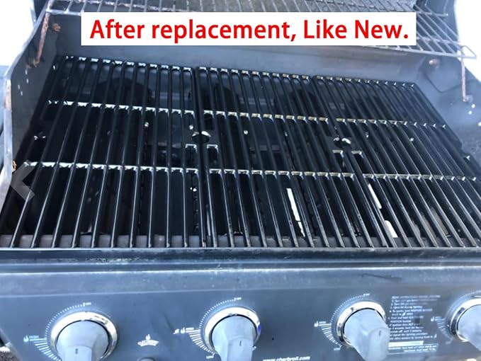 Parts DC121 16 7/8" Polished Porcelain Coated Cast Iron Grill Grates Replacement for Charbroil 463432215, 463436213, 463436214, 463436215, 463441312, 463441514, Thermos 461442114 Grills
