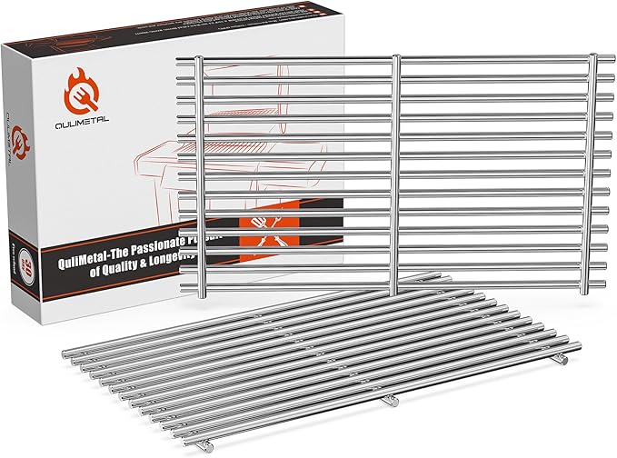 QuliMetal 7MM 304 Stainless Steel Grates for Weber Spirit E-210, Spirit 200, GS4 Spirit II 200, Spirit II E-210 Series Grills (Front-Mounted Control), Grill Parts for Weber Spirit 7637, 17.5 Inch