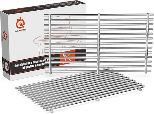 QuliMetal 7MM 304 Stainless Steel Grates for Weber Spirit E-210, Spirit 200, GS4 Spirit II 200, Spirit II E-210 Series Grills (Front-Mounted Control), Grill Parts for Weber Spirit 7637, 17.5 Inch