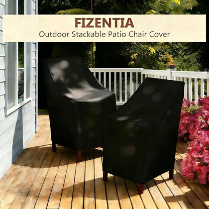 High Back Patio Chair Cover,Waterproof Covers for Stackable Dining Chairs,Outdoor Patio Furniture Seating Set Shield (27”W x 30”D x 42”H,2-Pcs)