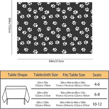 TKS MITLAN Dog Paw Print Dark Tablecloth Decor Table Cloth Dining Room Kitchen Table Cover 60" X 84" Oblong/Rectangle
