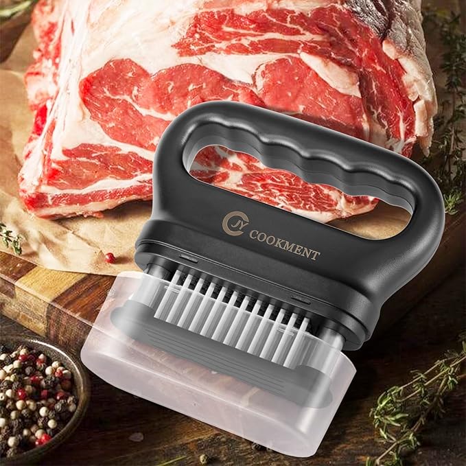 JY COOKMENT Meat Tenderizer Tool with 48 Stainless Steel Ultra Sharp Needle Blades, Kitchen Cooking Tool Best For Tenderizing, BBQ, Marinade