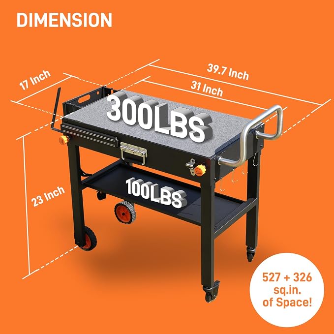 Grill Table for Blackstone 17/22 inch Griddle | Grill Cart with 22 inch Blackstone Griddle Cover, Griddle Stand with with Wheels, for Tailgating, Camping, RV