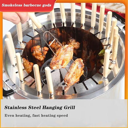 Portable charcoal grill, can be fried, can be grilled, double insulation, prevent burns, easy to clean, 39 * 43cm (A)