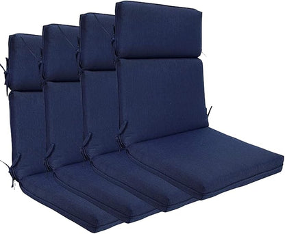 Indoor Outdoor High Back Rocking Chair Cushions Replacement Patio Seat Cushion Fade Resistance, Set of 4 (Olefin Navy Blue)