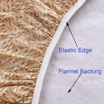 Walrus Round Vinyl Fitted Tablecloth with Flannel Backing Elastic Edge Design Table Cover Waterproof Oil-Proof PVC Table Cloth Stain-Resistant Best for 45"-56" Round
