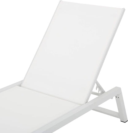 Christopher Knight Home Belle Outdoor Mesh Chaise Lounges, 2-Pcs Set, White Mesh / White