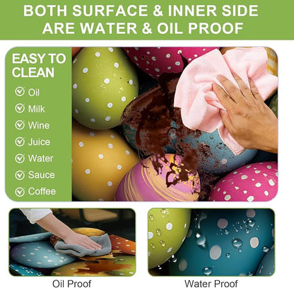 ANNA QUEEN Easter Holiday 6FT Picnic Table Cover with Bench Covers Set of 3 with Drawstring Bag, Colorful Easter Eggs 72"x30" Waterproof Fitted Picnic Tablecloth & Bench Covers for Outdoor Dining