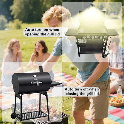 Rechargeable Barbecue Grill Lights for Outdoor Grill, Automatic On/Off BBQ Light for Blackstone Weber Griddle Accessories, Led BBQ Lights Gift for Men