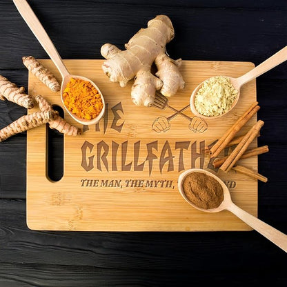 Fathers Day Dad Gifts,Christmas Gifts for Dad,Dad Birthday Gift from Daughter Son Unique Engraved Cutting Board The Grillfather The Man The Myth, The Legend(BEST DAD), Medium, Wood