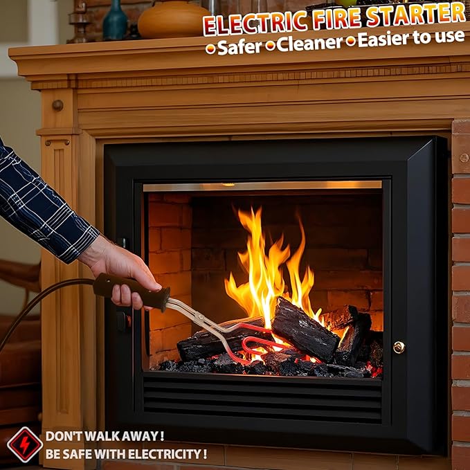 650W Electric Charcoal Starter - Fire Lighter for BBQ Grill Fireplace Smoker Campfires Coal Quick Ignite Briquettes, Durable Stainless Steel 304 Heat Element Coils with 25 Inch Power Cord