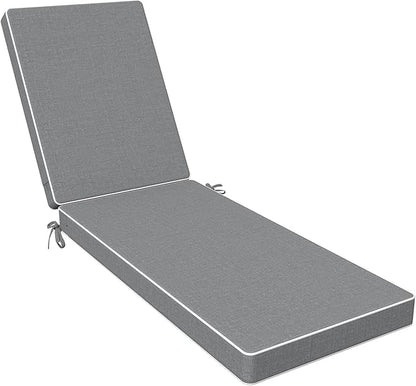 LVTXIII Outdoor Chaise Lounge Cushion 72x21x3 Inch, Water-Repellent Patio Seat Cushion with Ties & Hidden Zipper, Thick Foam Pad for Lawn Chair, Poolside, Patio Furniture, Grey Textured