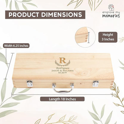 Personalized Wedding Gifts for Couple, 11 Pcs Stainless Steel BBQ Grilling Set, Custom Barbecue Tools with Engraving, Unique Wedding Gift for Newlyweds, Custom Gift Ideas for Him & Her