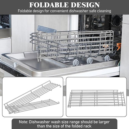 66045 Warming Rack for Weber Genesis II 400/II-S-410/II-SE-410 GS4 4-Burner Grill Accessory, Grill Parts for Weber Genesis II 400 Series, Foldable Stainless Steel Warming Rack for Genesis 66045