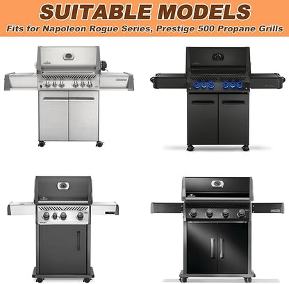 Stainless Steel Heat Plates and Grill Burners Set for Napoleon Rogue Series, Prestige 500 Propane Grills, 7-Pack Sear Plates Flavorizer Bar & 4-Pack Burner Tube BBQ Replacement Part Kit