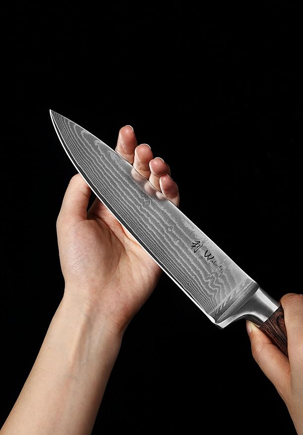 Wakoli EDIB Damascus Chef Knife – 7.9-Inch Japanese-Style Kitchen Knife, 67-Layer Damascus Steel Blade with VG10 Core, Ergonomic Pakkawood Handle – Professional Cooking Knife in Elegant Gift Box