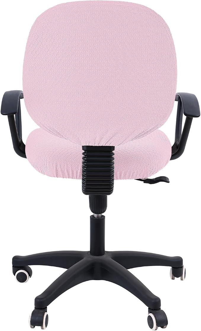 Smiry Office Computer Chair Covers for Desk Rotating Chair Protector | Stretch Jacquard Removable Washable Universal Slipcovers, Seat + Backrest Cover, Pink