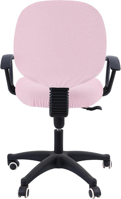 Smiry Office Computer Chair Covers for Desk Rotating Chair Protector | Stretch Jacquard Removable Washable Universal Slipcovers, Seat + Backrest Cover, Pink