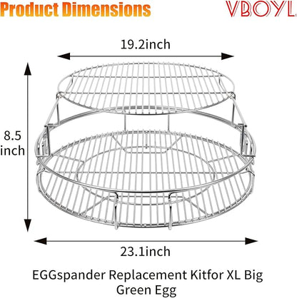 for Big Green Egg-XL 5-Piece Upgraded Replacement Kit for Large Eggspander, Including Multi-Function Grill Rack,Conveggtor Basket, Made of Stainless Steel, Expanded Cooking System