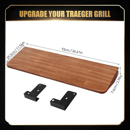 QuliMetal Foldable Front Shelf for Traeger Pro 34 Series, Texas Elite 34 and Century 885, 36.61" Grill Front Table, BBQ Prep Shelf Accessory, Quality Steel Front Shelf