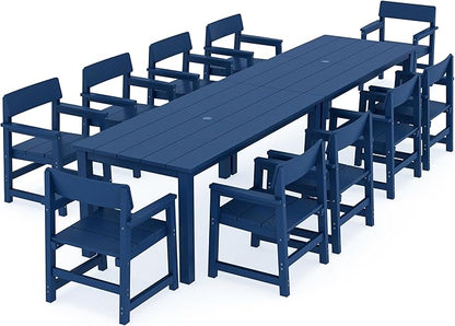 Jocoevol 12 Piece Patio Dining Set for 10 Person HIPS Outdoor Dining Sets with Umbrella Hole Tables and Chairs Furniture Set All Weather Proof for Garden, Backyard, Poolside