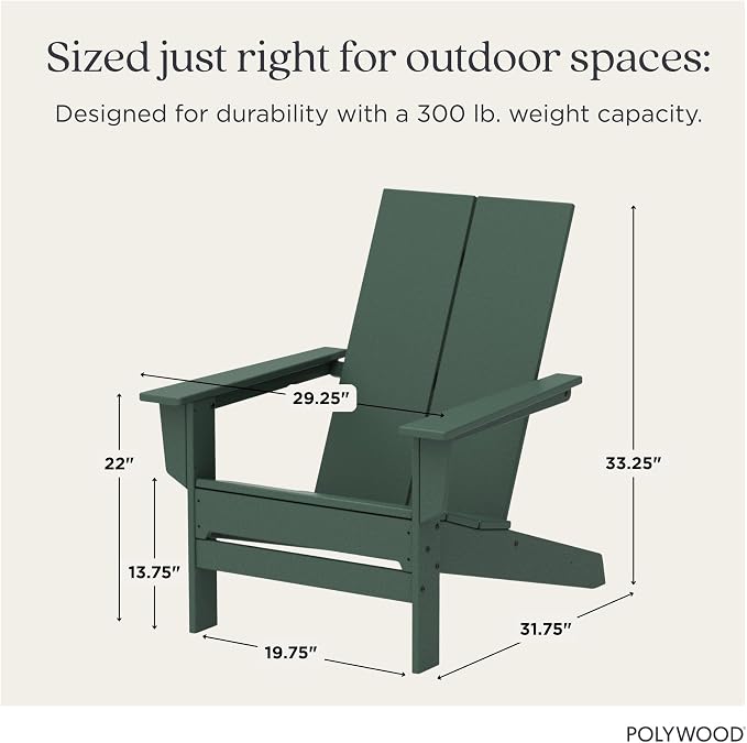 POLYWOOD Contemporary Modern Oversized Adirondack Chair in Green
