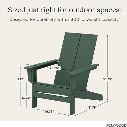 POLYWOOD Contemporary Modern Oversized Adirondack Chair in Green