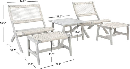 SAFAVIEH Outdoor Collection Casella Acacia Wood 5-Piece Patio Set PAT7077B, Grey/Grey