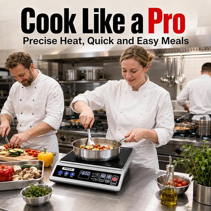 Induction Cooktop Portable Induction Burner Countertop One-Touch Max Power 1800W, 12-Hour Timer Precise Temperature Control Stainless Steel Hot Plate Low-Noise Electric Cooktop for Home-Regular