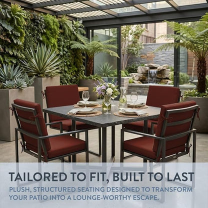 California Umbrella Outdoor Dining Chair, Set of 4 Patio Seat Cushions, 20 x 40 Inch, Premium Outdoor Memory Foam, Fade Resistant, Sunbrella Fabric, Fabric Ties, Terracotta