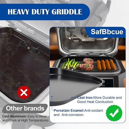 Griddle & Smoke Rack Kit for Ninja Woodfire XL OG951/850 Grill Accessories | XSKGRIDLXL Flat Top Griddle Plate & XSKRSTRKXL Roast Rack for Ninja Woodfire OG800/900/951/850 Pro Connect XL Grill PFOA-free