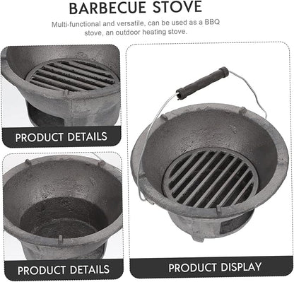 Portable Cast Iron Charcoal Stove Outdoor for Camping Picnics Backyard Cooking Sturdy Barbecue Tool for Charcoal Cooking Outdoor Events