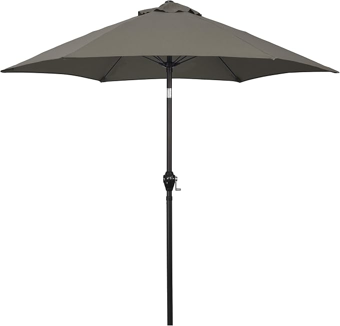 Sunline 7.5 ft Patio Umbrella with Crank & Push Button Tilt, Outdoor Market Umbrella with UV Protection & Wind Vent and Fiberglass Ribs, Metal Frame for Deck, Pool & Table, Taupe