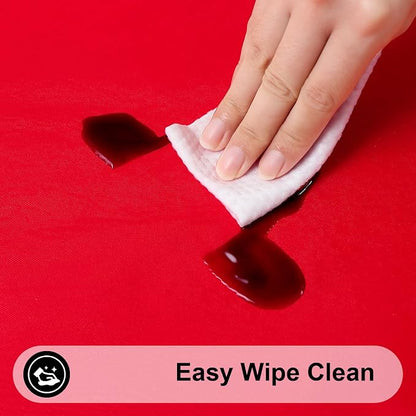 Smiry Rectangle Tablecloth, Elastic Fitted Flannel Backed Vinyl Tablecloths for 8ft Folding Tables, Waterproof Wipeable Table Covers for Indoor, Outdoor, Picnic and Camping (Red, 30"x96")