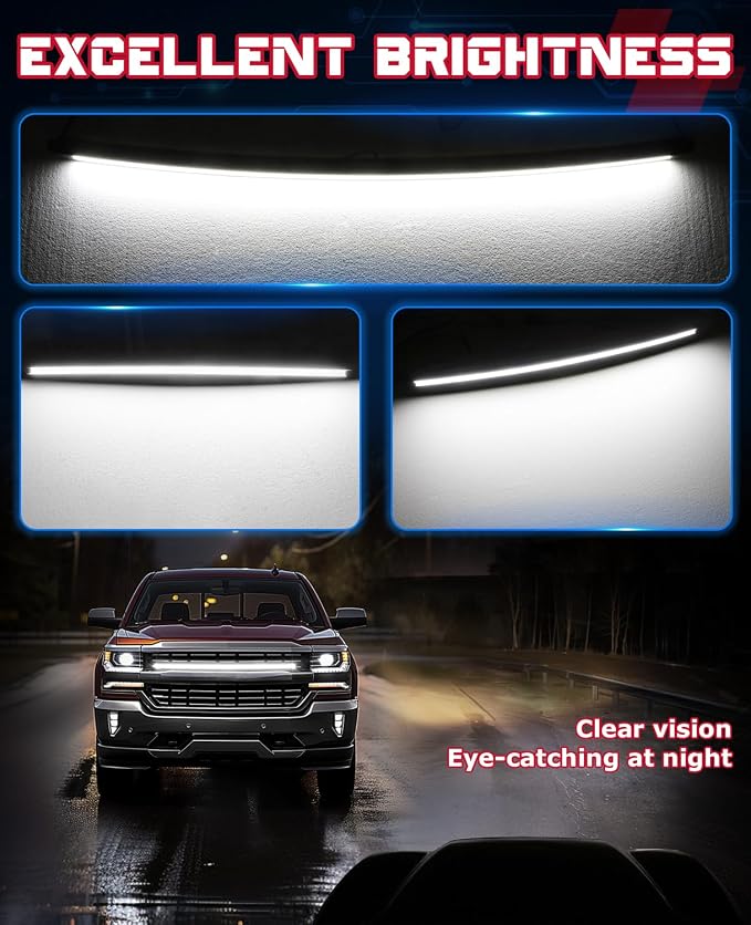 OFFROADTOWN LED Grill Lights for 2014-2018 Chevy Silverado 37 Inch Curved DRL LED Grille Accent Light Bar Kit Chevy Silverado 1500 Accessories Waterproof Front Warning Marker Light